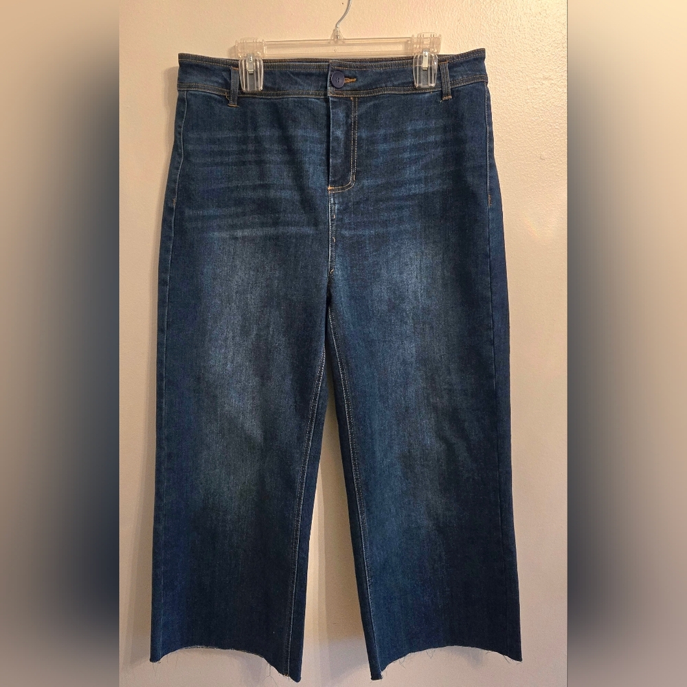 OAT New York High Waisted Wide Leg Cropped Jeans Sz 14W